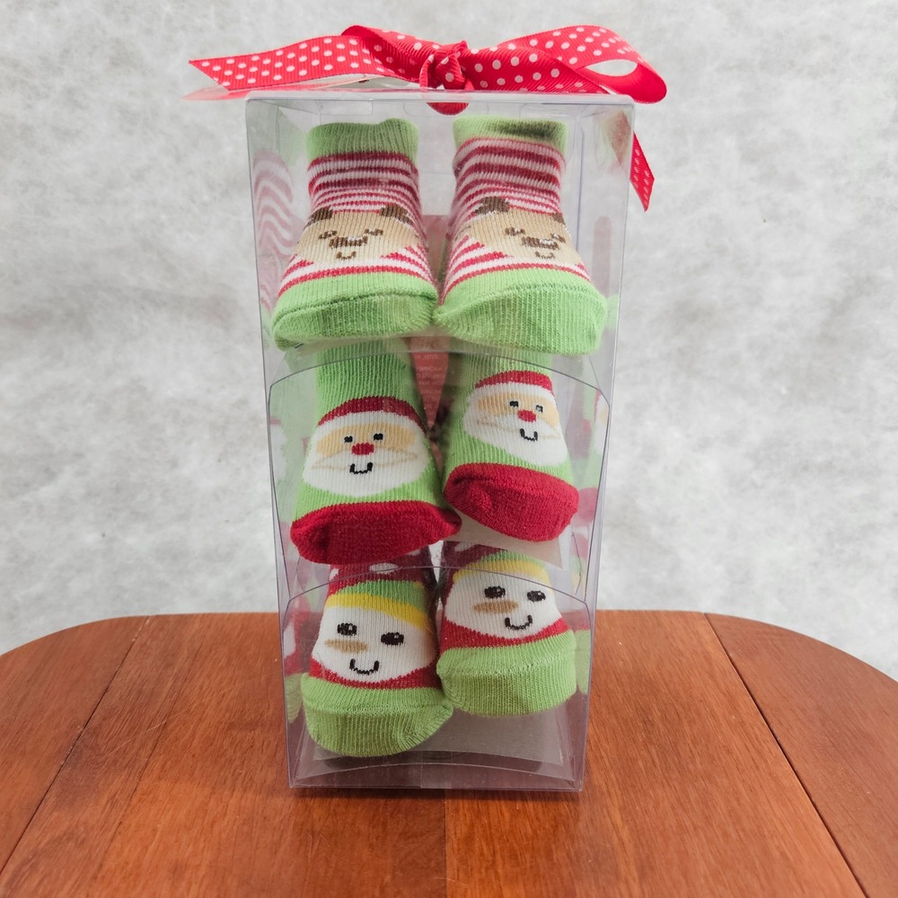 Baby Essentials 3 Pairs Christmas Socks 0-6 Months Santa‎ Reindeer Snowman